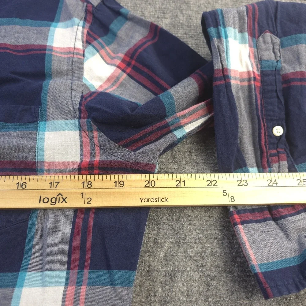 J Crew Shirt Medium Slim Fit Long‎ Sleeve Button Down Blue Plaid Cotton Pocket